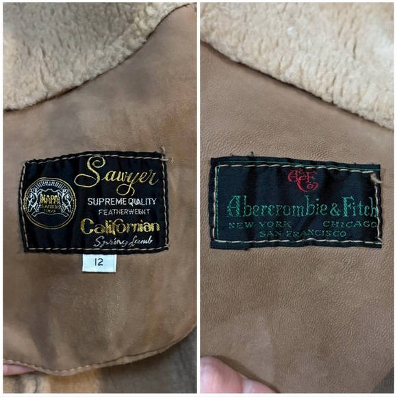 Vintage 70s Abercrombie & Fitch Tan Penny Lane Lamb Shearling Trench Coat Sz S/M - Picture 16 of 16